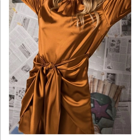 Copper colored, heavy satin dress/tunic - Picture 2 of 4
